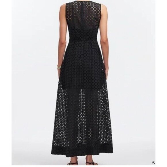 Madewell Black Eyelet Maxi Dress Size 00 Cotton Sleeveless Deep V-Neck NWT - Picture 7 of 7
